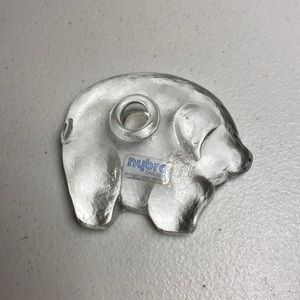 Nybro Sweden Glass Pig Candle Holder